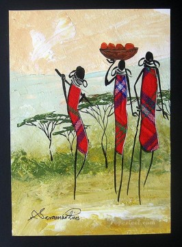 Shiundu Maasai Femme Tête Maison Afriqueine Peinture à l'huile